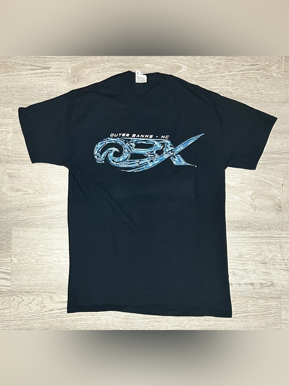 Outer Banks NC Y2K Style Men’s Graphic Blue T-Shirt, Slight Fade